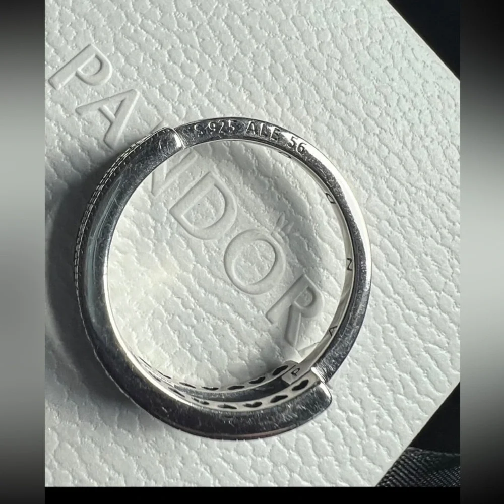 Pandora Signature Logo & Pavé Double Band Ring US 7.5